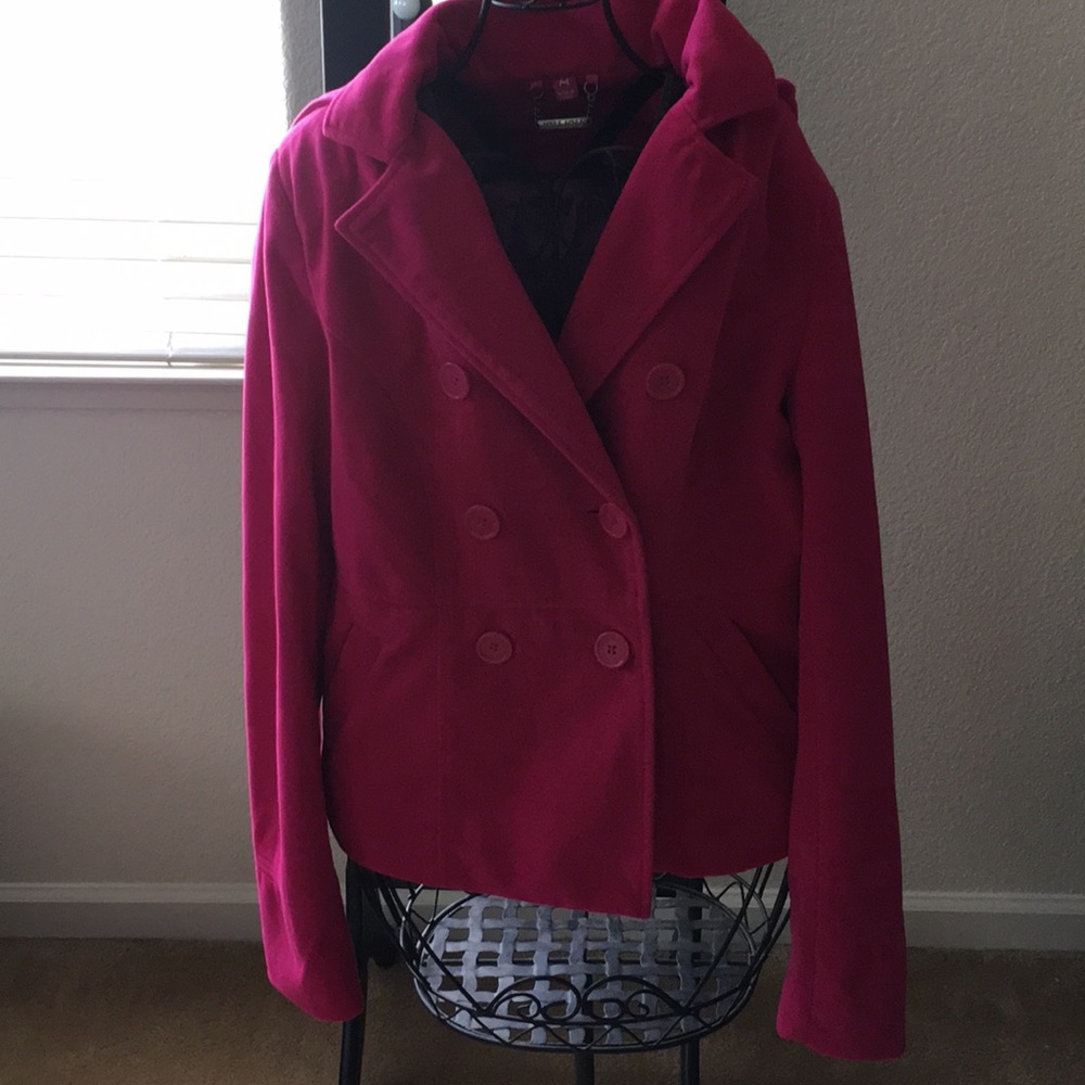 Fuchsia pea coat